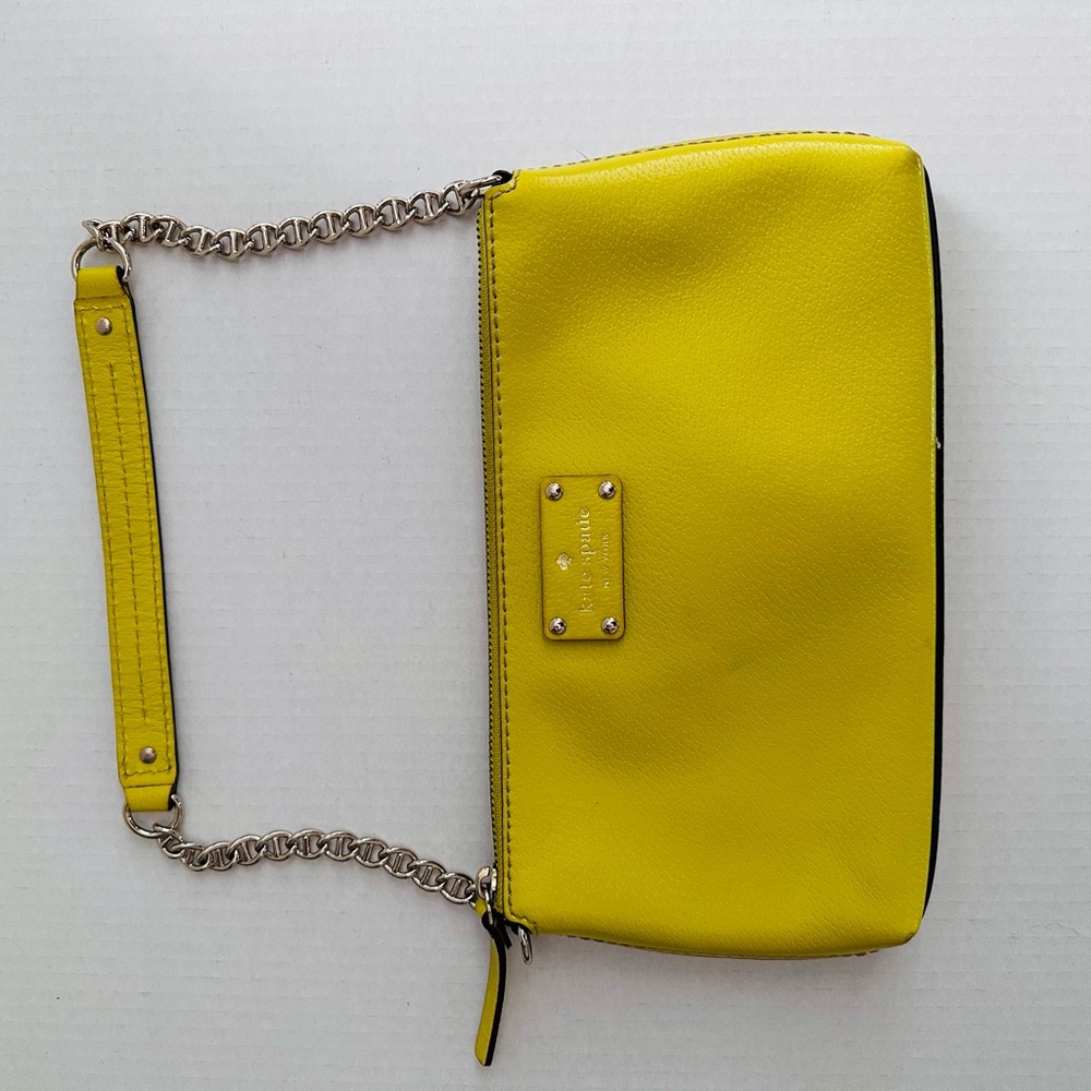 Kate Spade Yellow Leather Clutch with Chain Detail